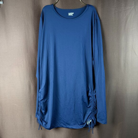 Lands' End Women's 1X-3X Deep Sea Navy Adjustable Tunic Swim‎ Long Sleeve Rash - Picture 1 of 7